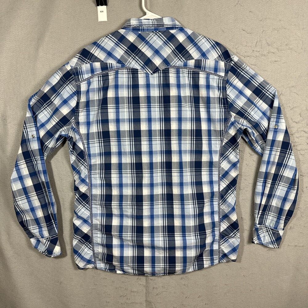 BKE Buckle Shirt Mens X-Large Athletic Fit Pearl Snap Long Sleeve Blue Gray - Picture 2 of 11